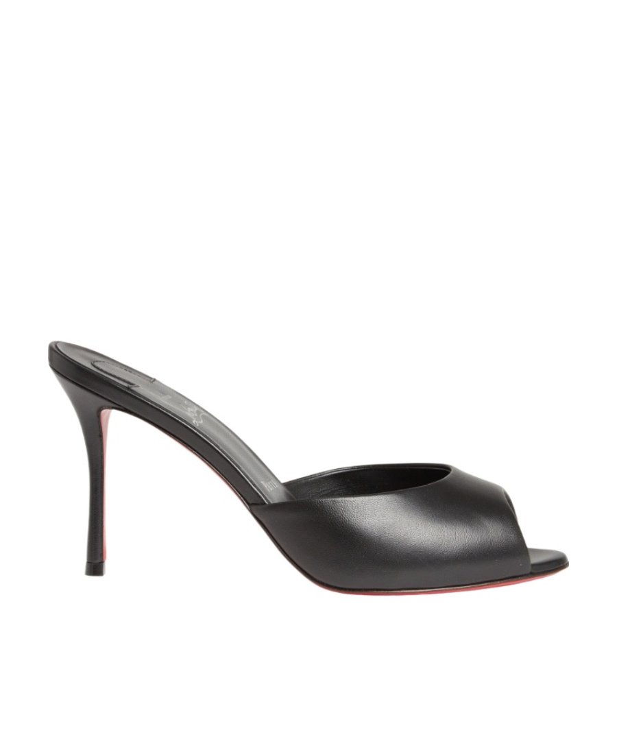 Christian Louboutin Open Toe High Heel Slippers In Black