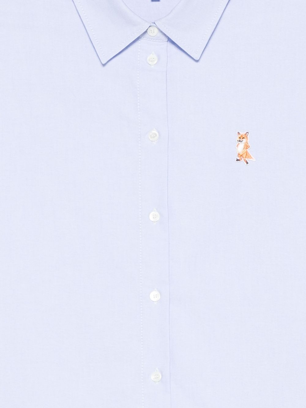 Maison Kitsuné Cotton Shirt With Long Sleeves And Structured Collar In Blue