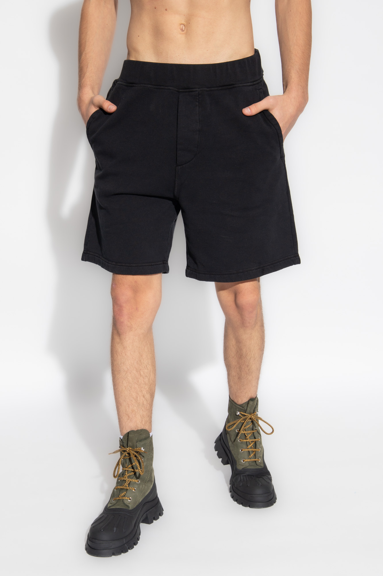 Shop Dsquared2 Logo-print Cotton Track Shorts In Black
