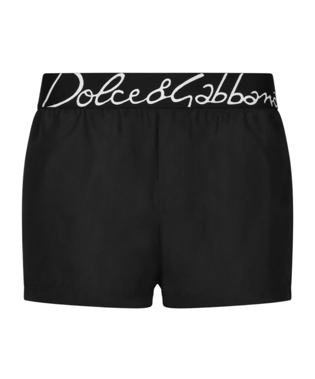 Shop Dolce & Gabbana Logo-waistband Swim Shorts In Black