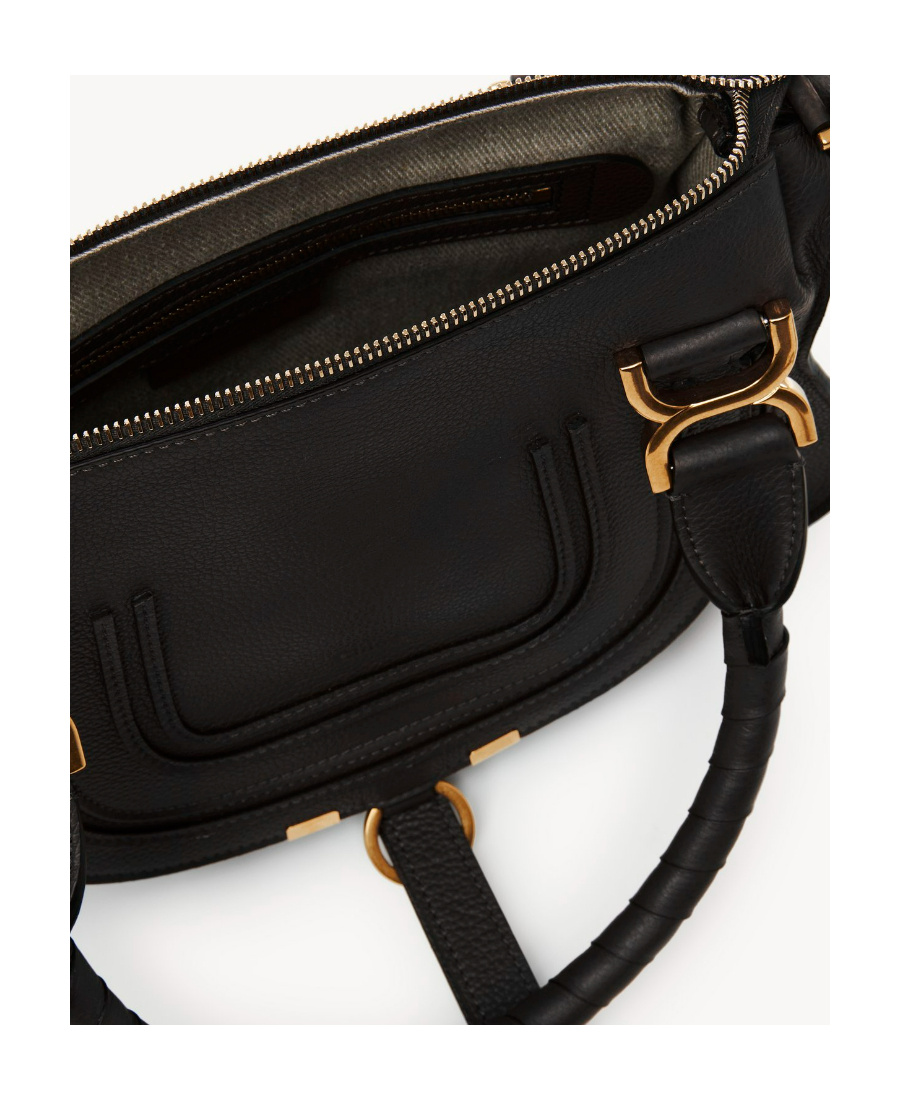 Chloé Small Marcie In Grained Leather Bags In Black