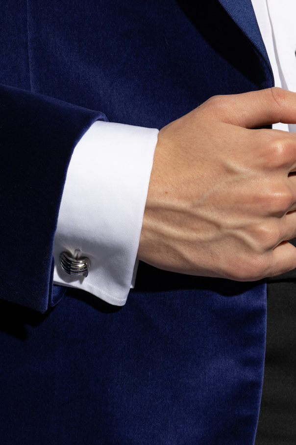 Ferragamo Logo-engraved Cufflinks In White