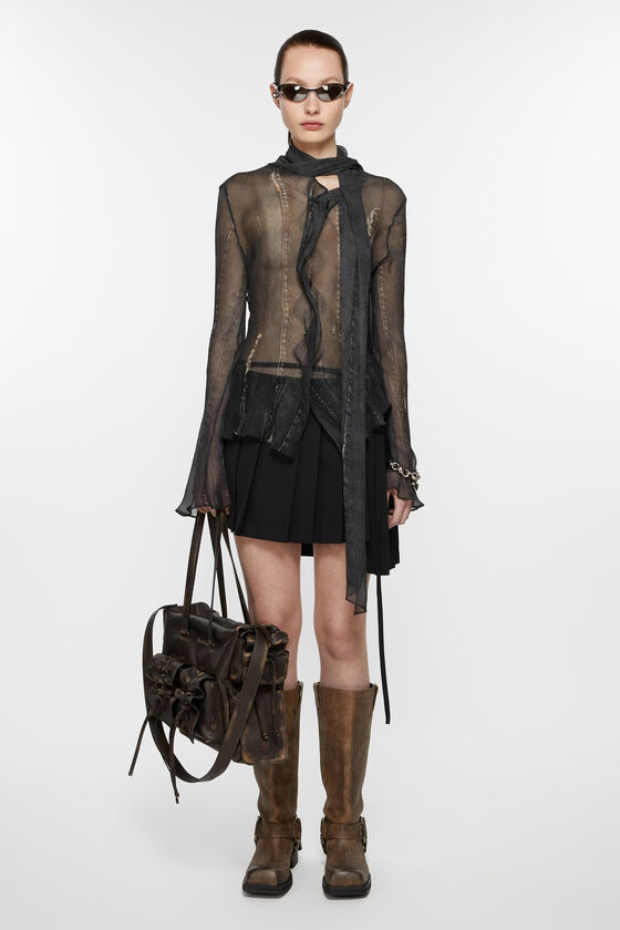 Acne Studios Belted Asymmetric Pleated Grain De Poudre Mini Skirt In Black