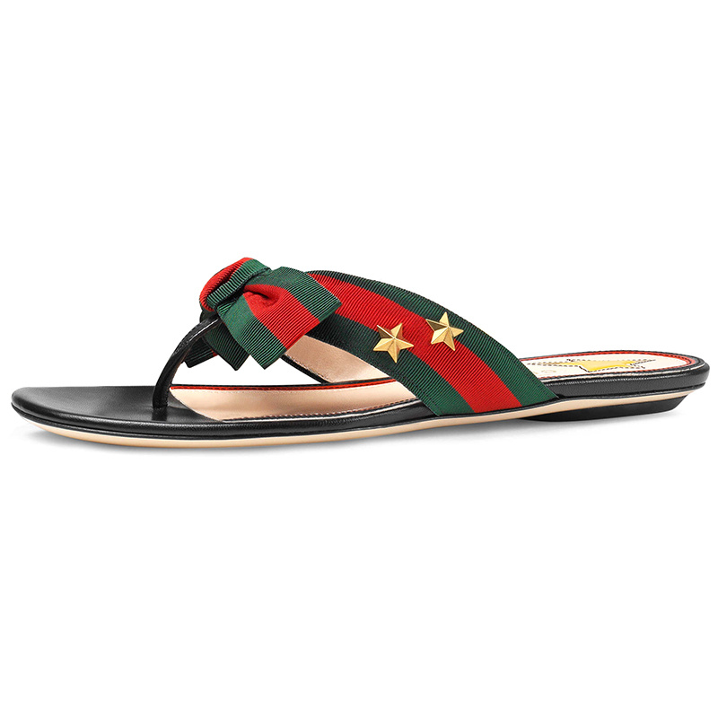 Gucci Rivet Luo Satin Ribbon Clip Toe Cool Drag In Multicolor