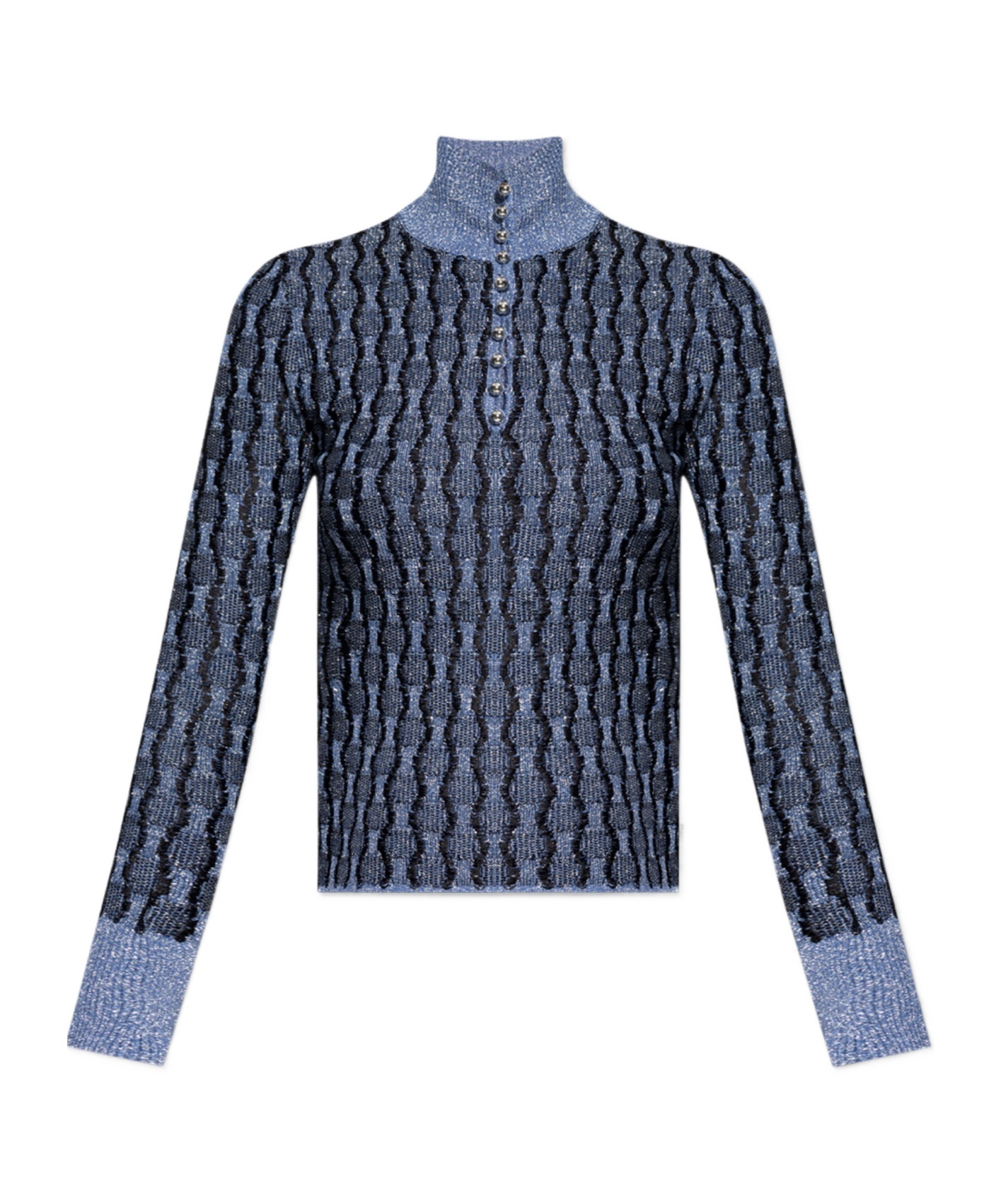 Lanvin Lurex Thread Turtleneck Jumper In Blue
