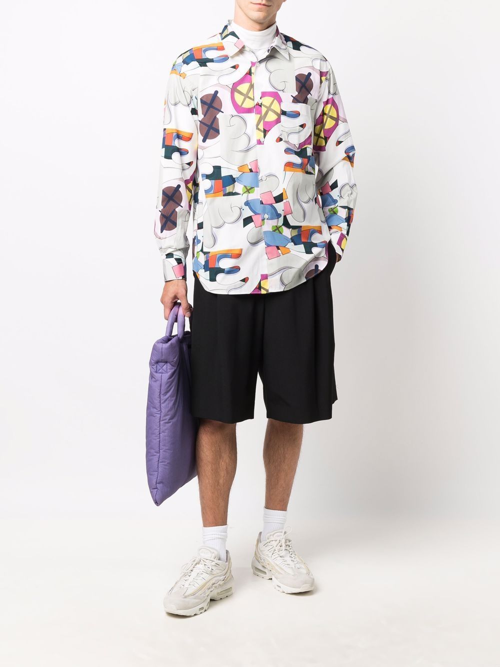 Comme Des Garçons Cartoon-print Long-sleeved Shirt In White