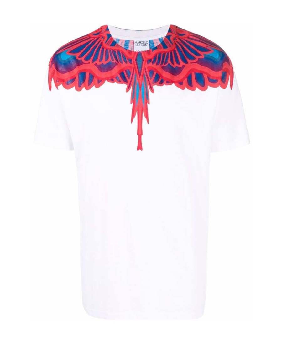 Marcelo Burlon County Of Milan Curves Wings Regular T-shirt White Red In Red