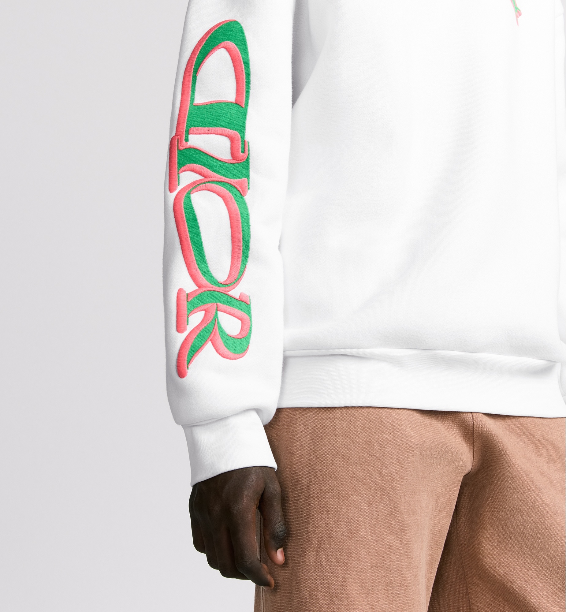 Dior Crew Neck Graphic Print Long Sleeves Sweater In White