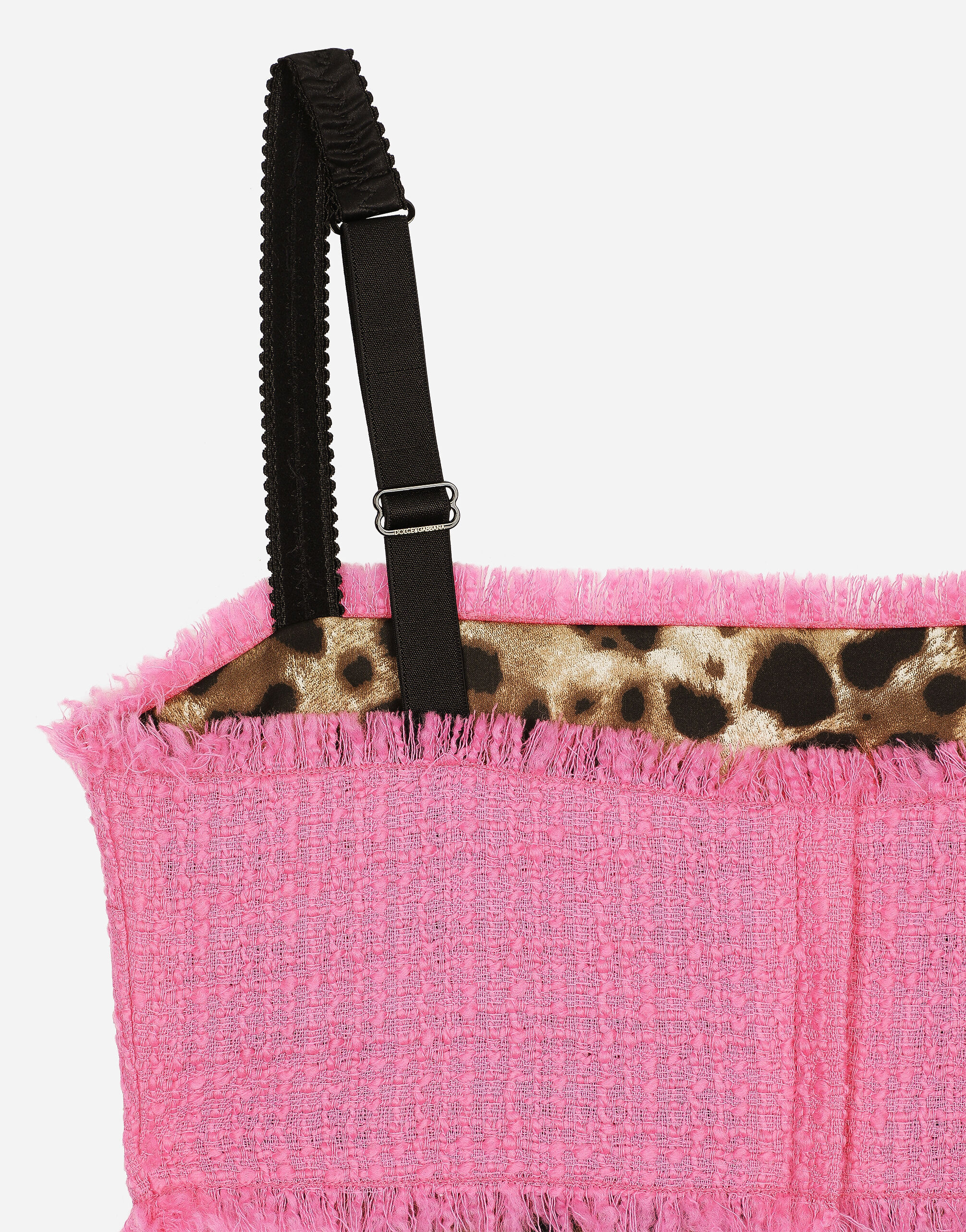Dolce & Gabbana Raschel Tweed Crop Top With Straps In Pink