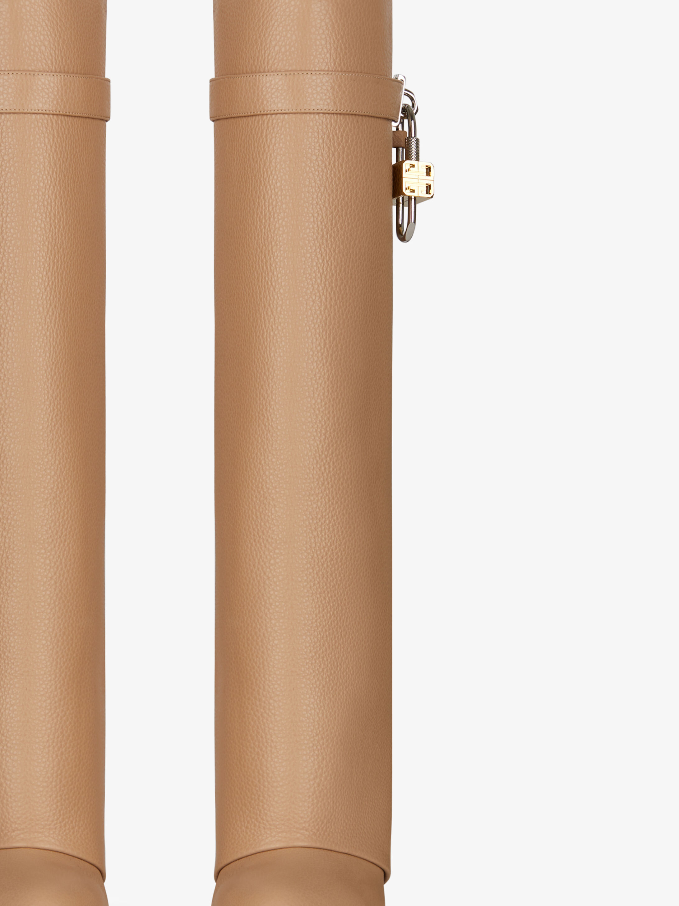 Givenchy Shark Lock Grained Leather Boots In Neutral
