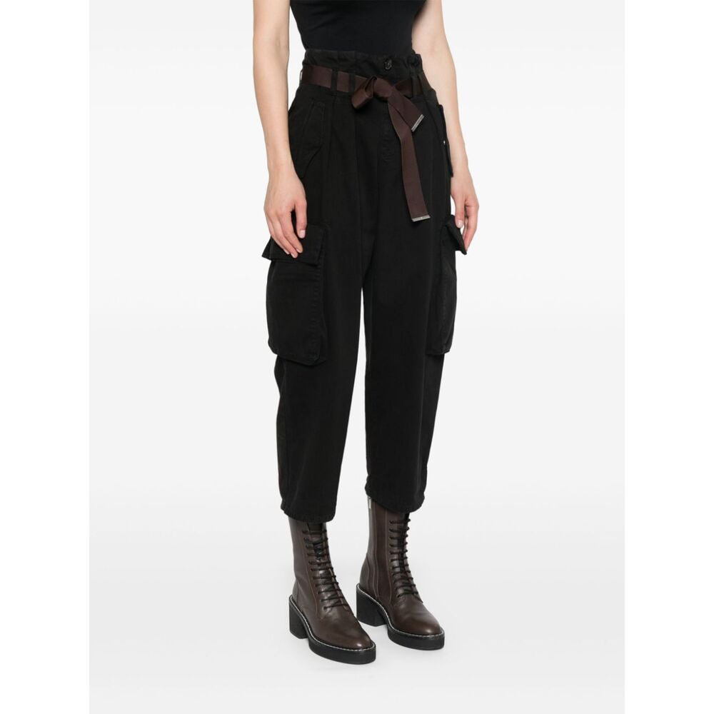 Shop Pinko High-waist Cropped Cargo Trousers In Black