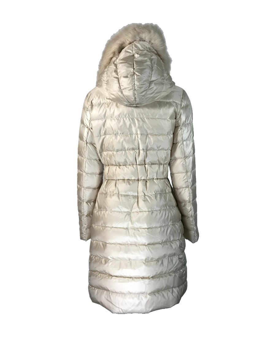 Max Mara Long Hooded Down Jacket In White