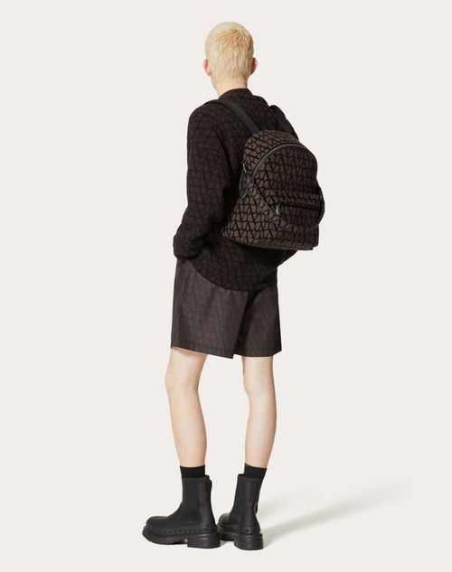 Valentino Toile Iconographe Leather-trim Backpack In Black