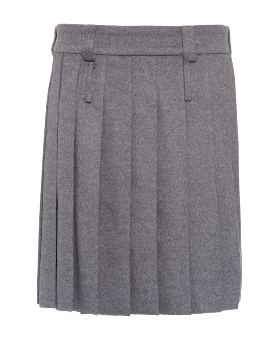 Miu Miu Pleated Wool-velour Skirt In Gray