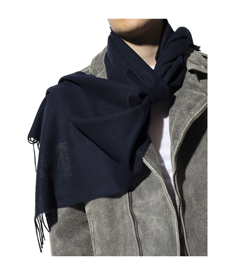 Moschino Logo-print Detail Scarf In Black