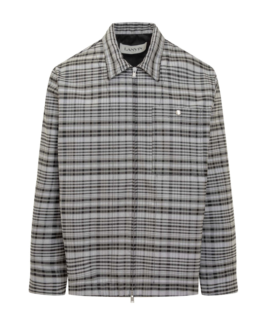 Lanvin Tartan Overshirt Jacket In Gray