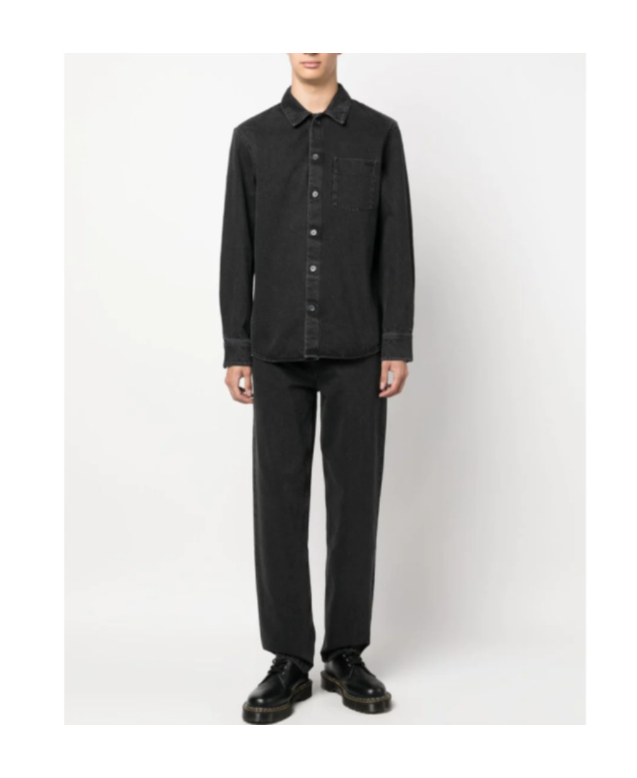Apc Button-up Cotton Shirt In Black