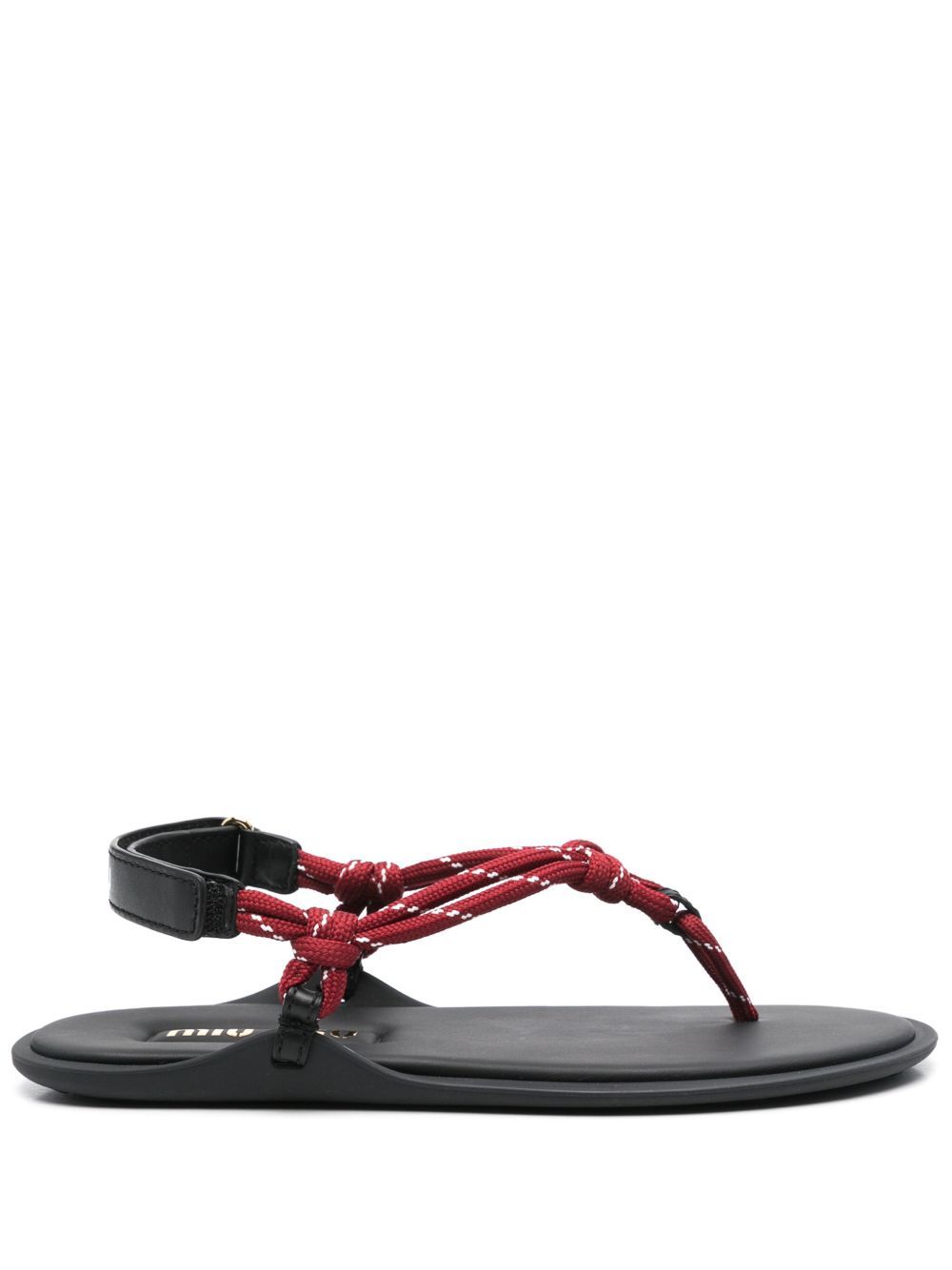 Shop Miu Miu Round-headed Flat Sandals In Gray