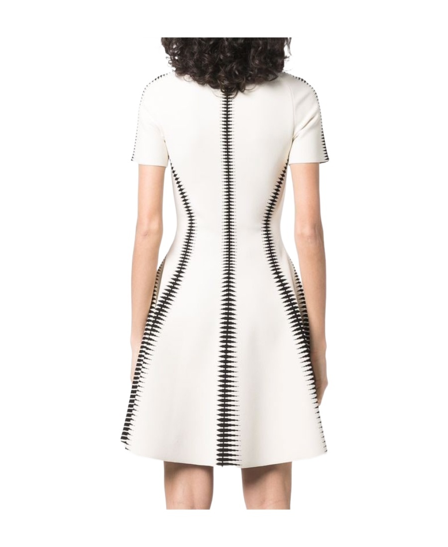 Alexander Mcqueen Spine Jacquard-pattern Mini Dress In White