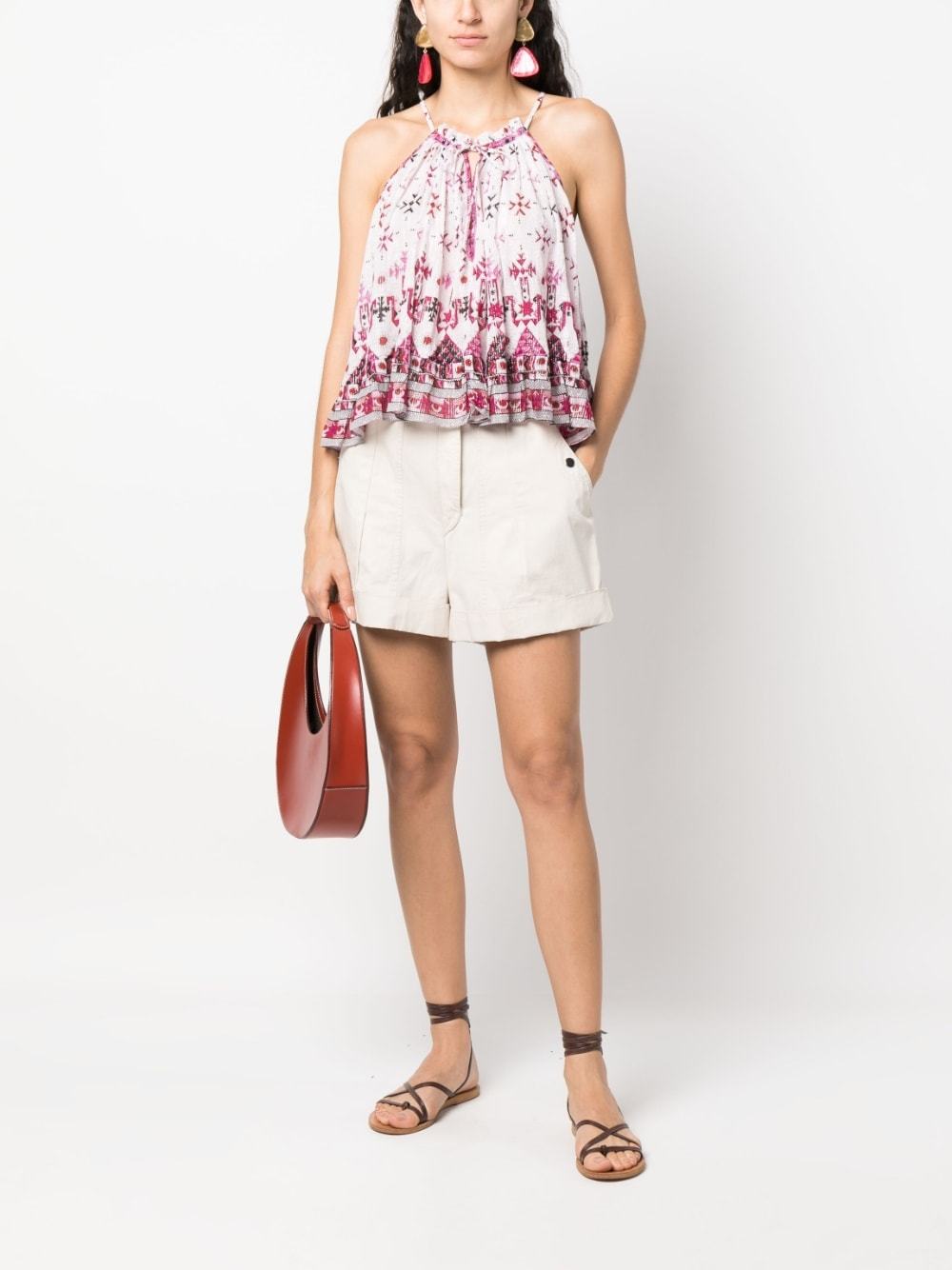 Isabel Marant Étoile Graphic-print Cropped Blouse In White