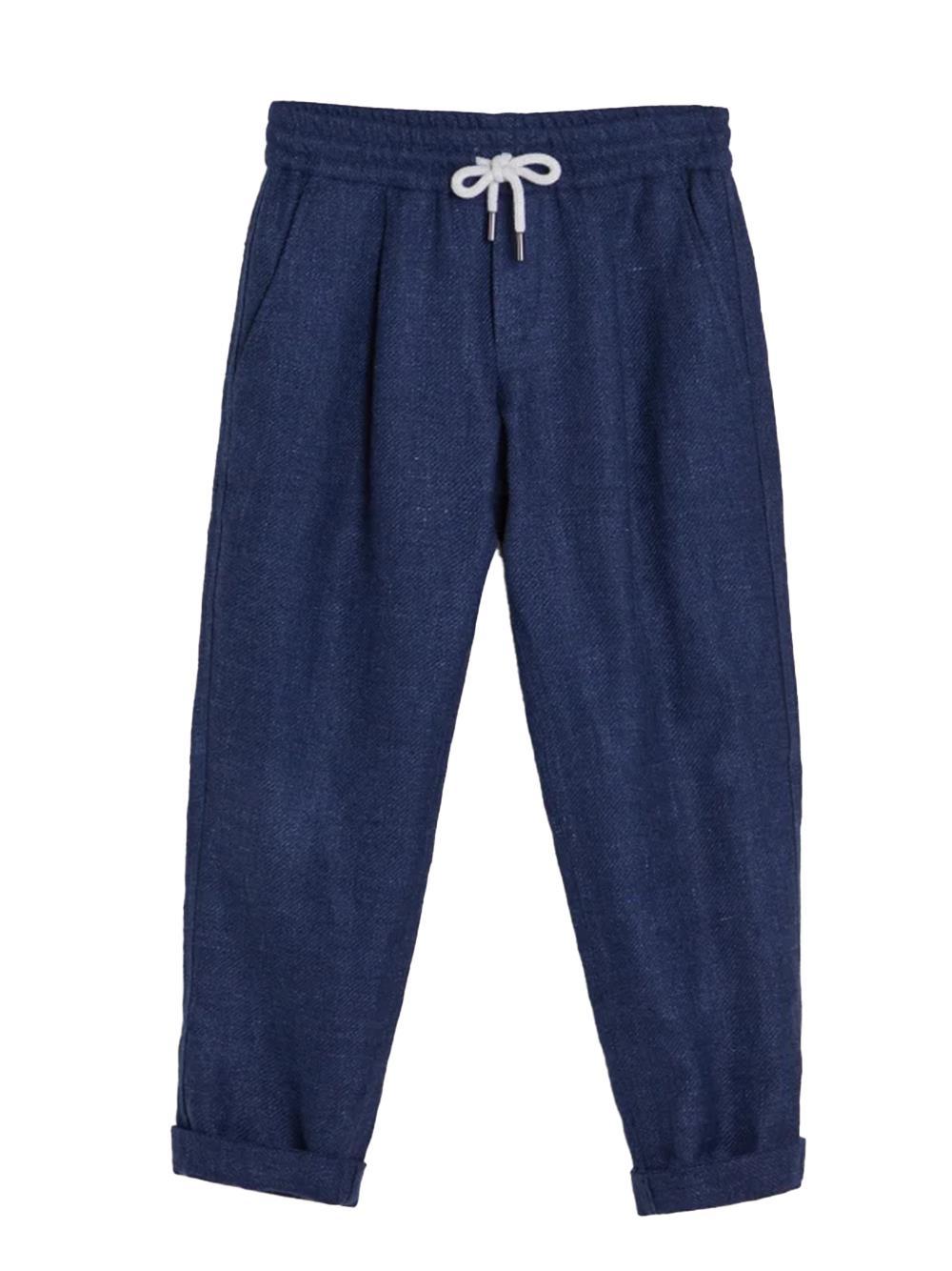 BRUNELLO CUCINELLI DRAWSTRING TWILL TAPERED TROUSERS