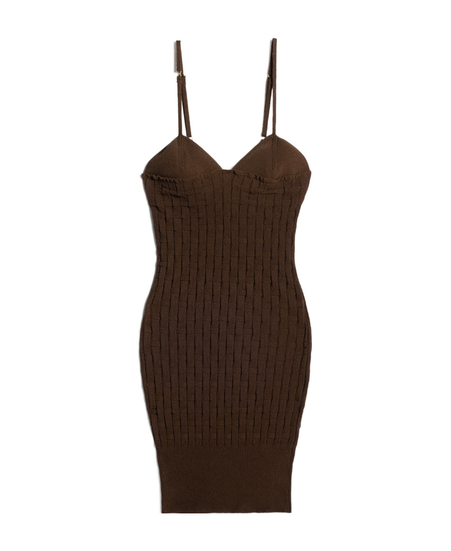 Jacquemus La Robe Maille Tecido Dress In Brown