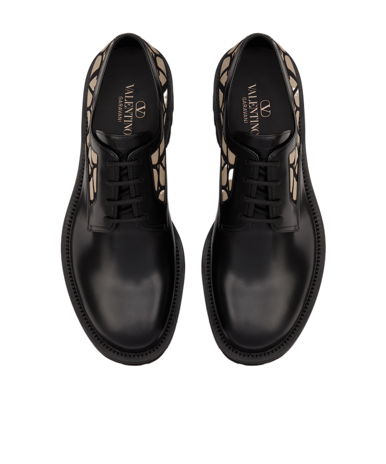 Valentino Iconographe Toile Derby Brogues In Black