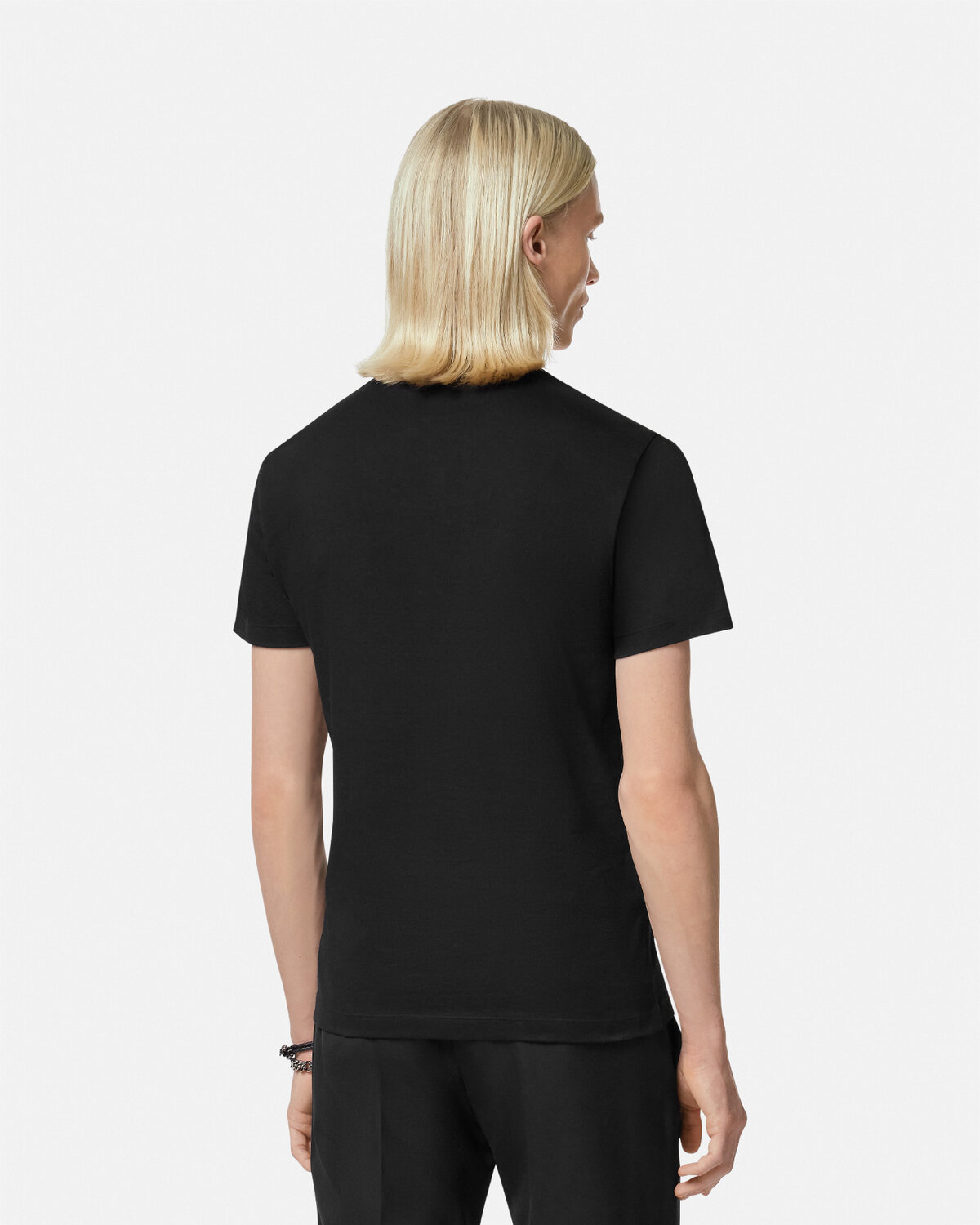 Versace Cartouche-embellished Cotton T-shirt In Black