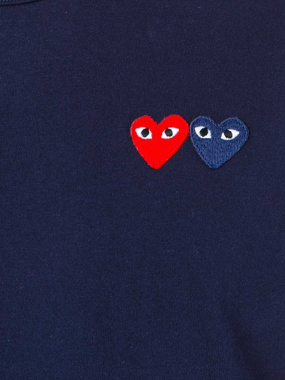 Comme Des Garçons Play Double Heart Patch Cotton Jersey T-shirt In Black