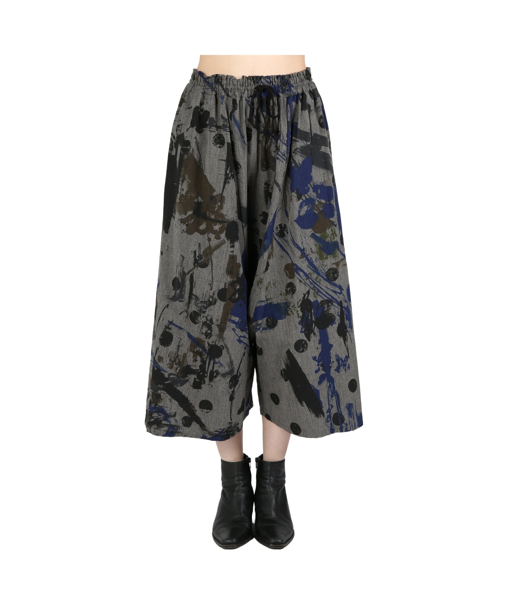 Y'S ABSTRACT-PRINT CROPPED TROUSERS