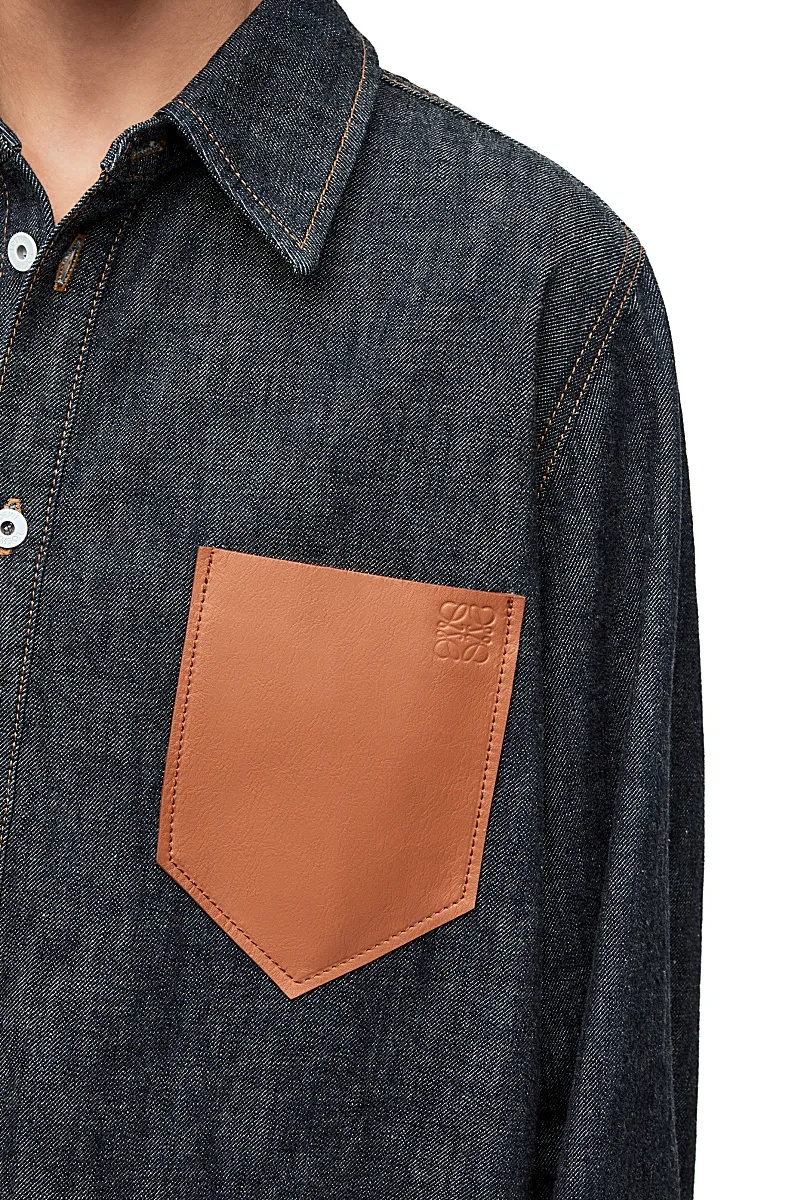 Loewe Long-sleeved Denim Coat In Blue