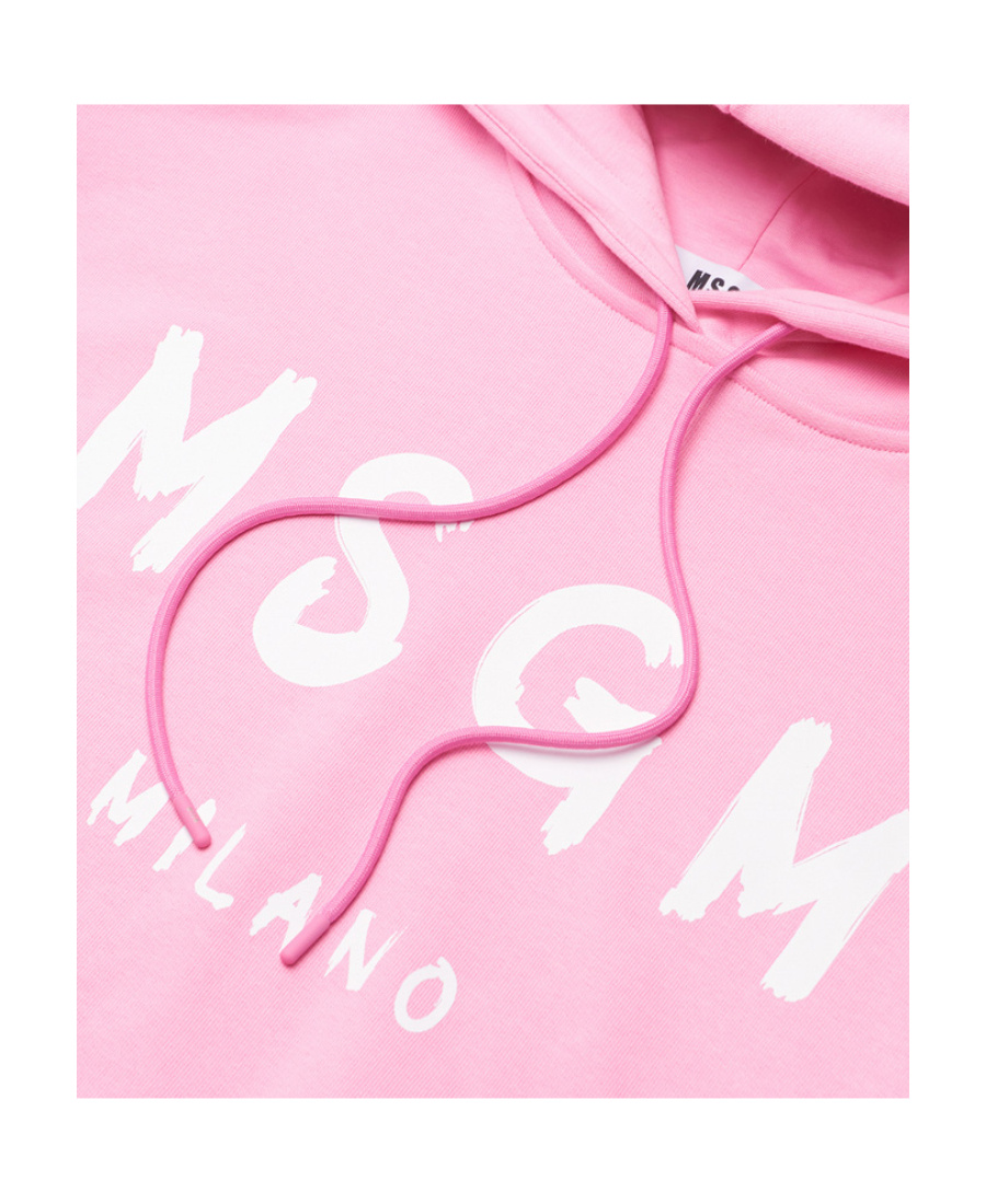 Msgm Logo-print Pullover Hoodie In Pink