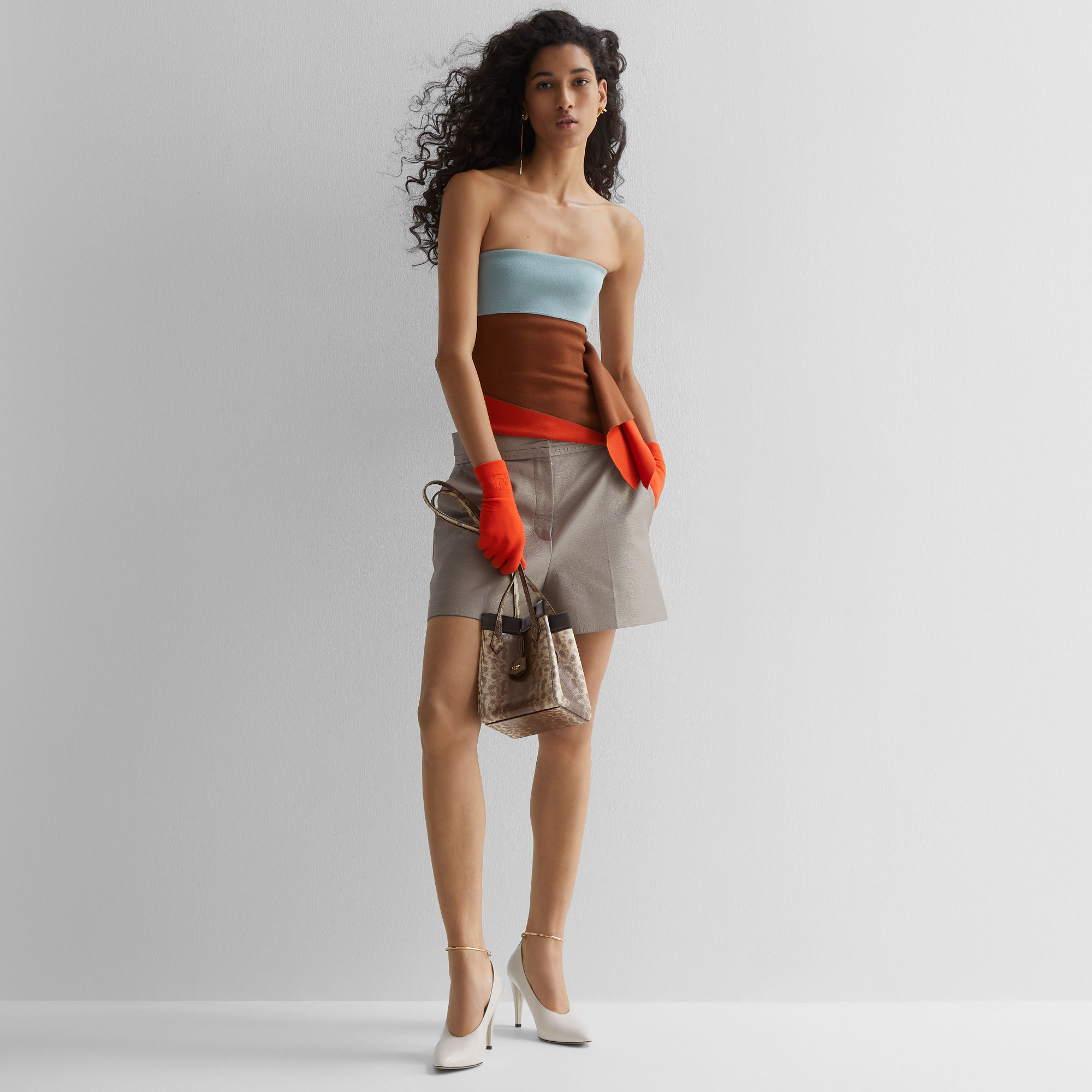 Fendi Draped Asymmetric Mini Skirt In Multicolor