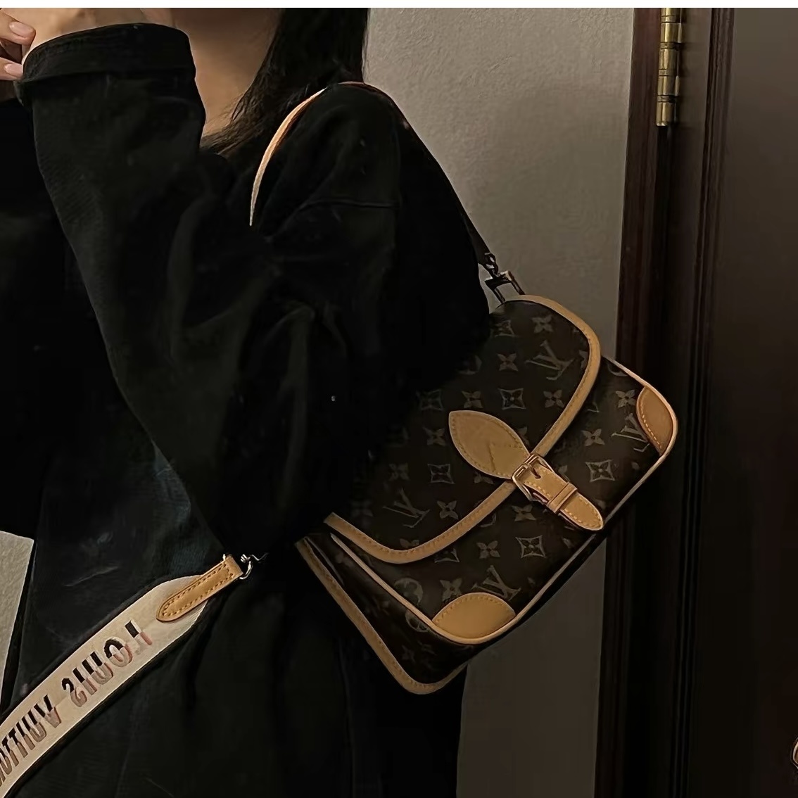 Pre-owned Louis Vuitton Diane Shoulder Backpack In Black