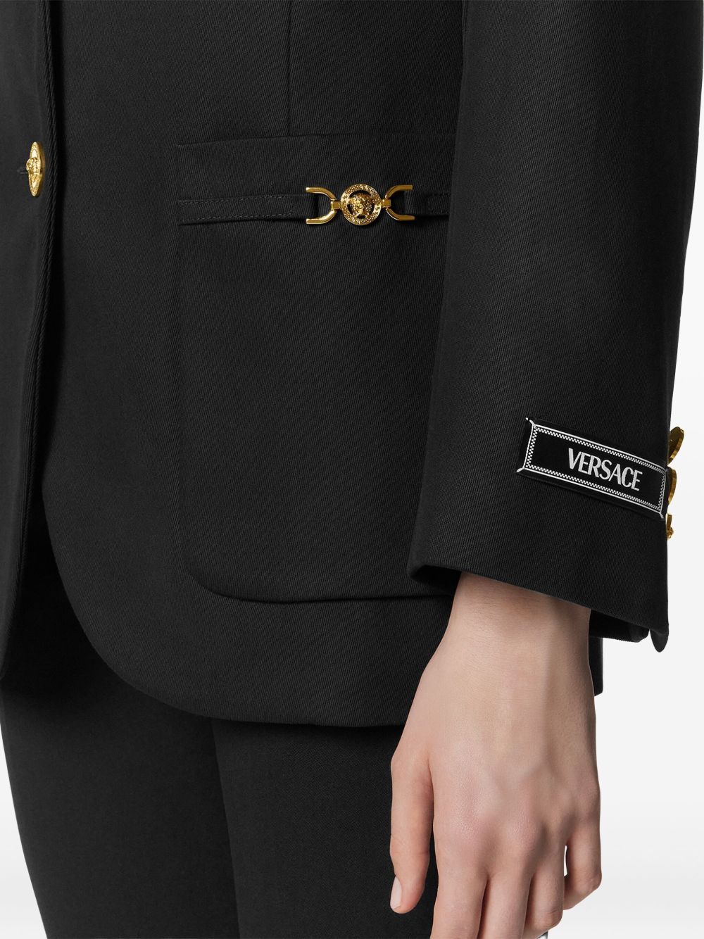 Versace Tailored Jacket With Embellished Back Detail In Black
