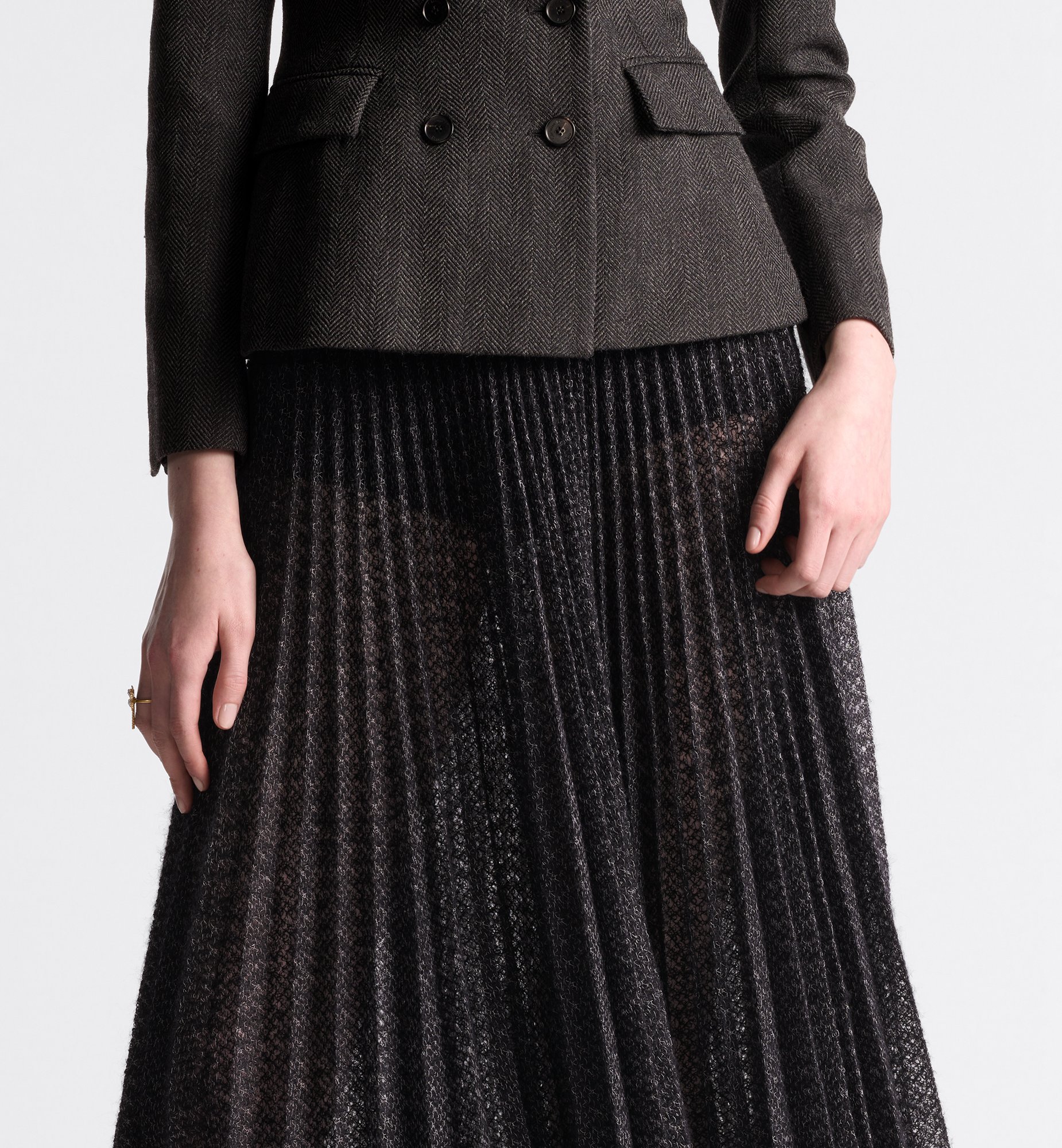 Dior Pleated Detail Skirt In Black
