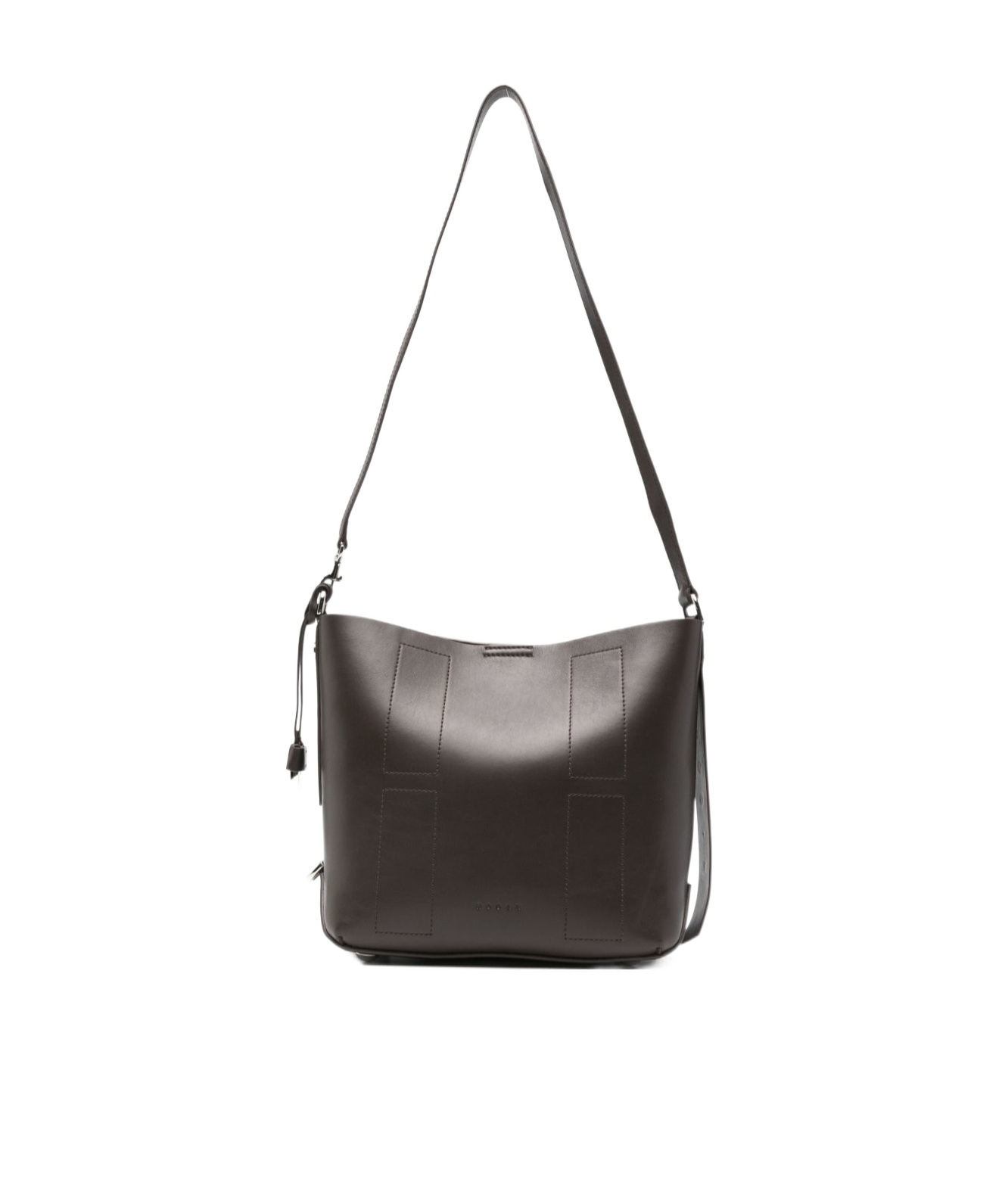 Hogan Small Leather Hobo Bag With Adjustable Strap In Brown