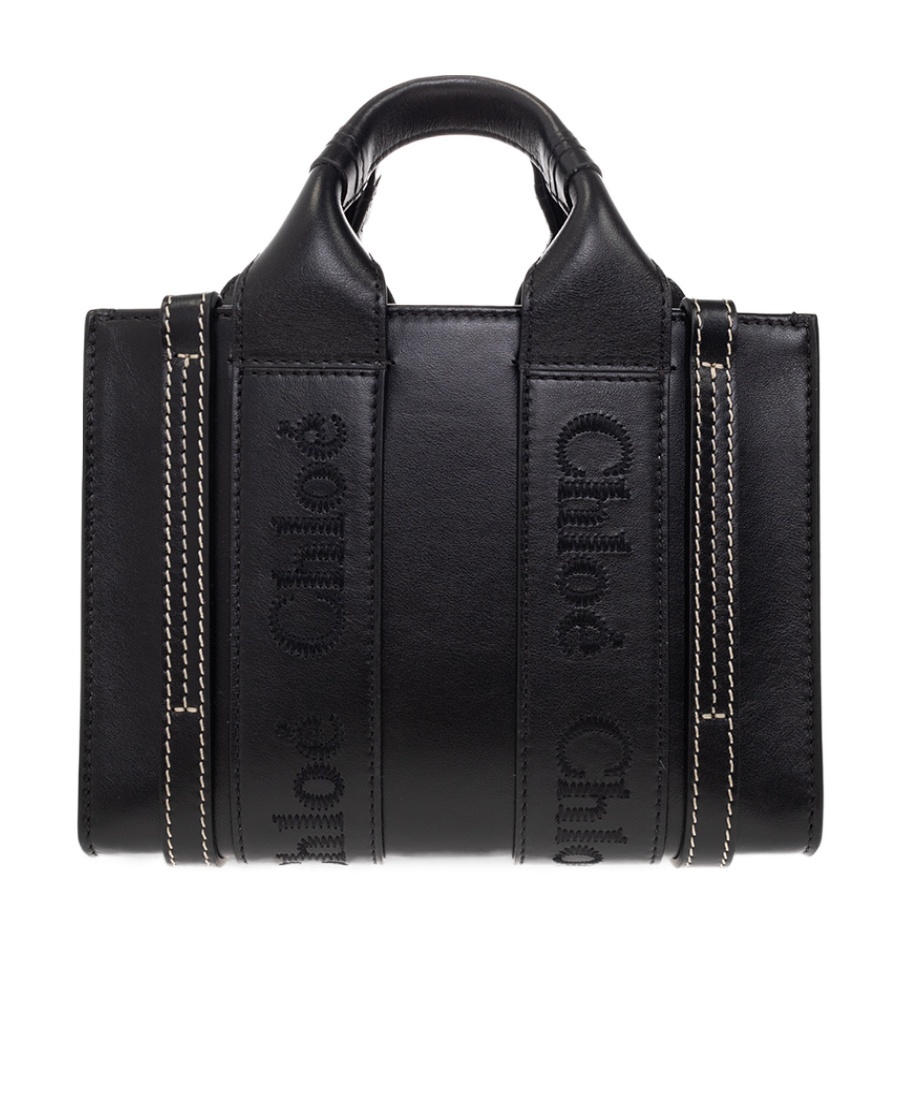 Chloé Leather Woody Mini Bag In Black