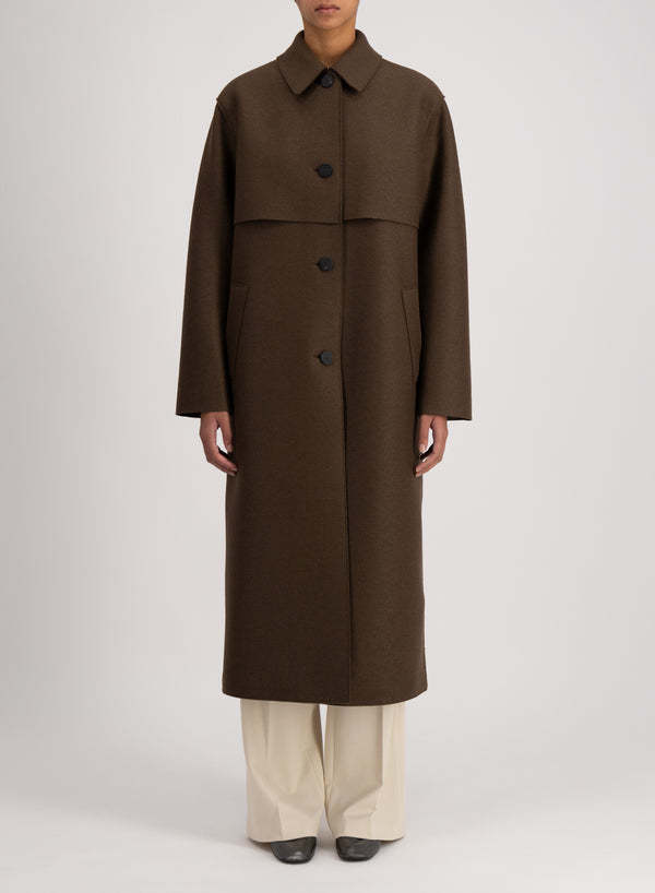 Harris Wharf London Long-sleeved Wool Coat In Green