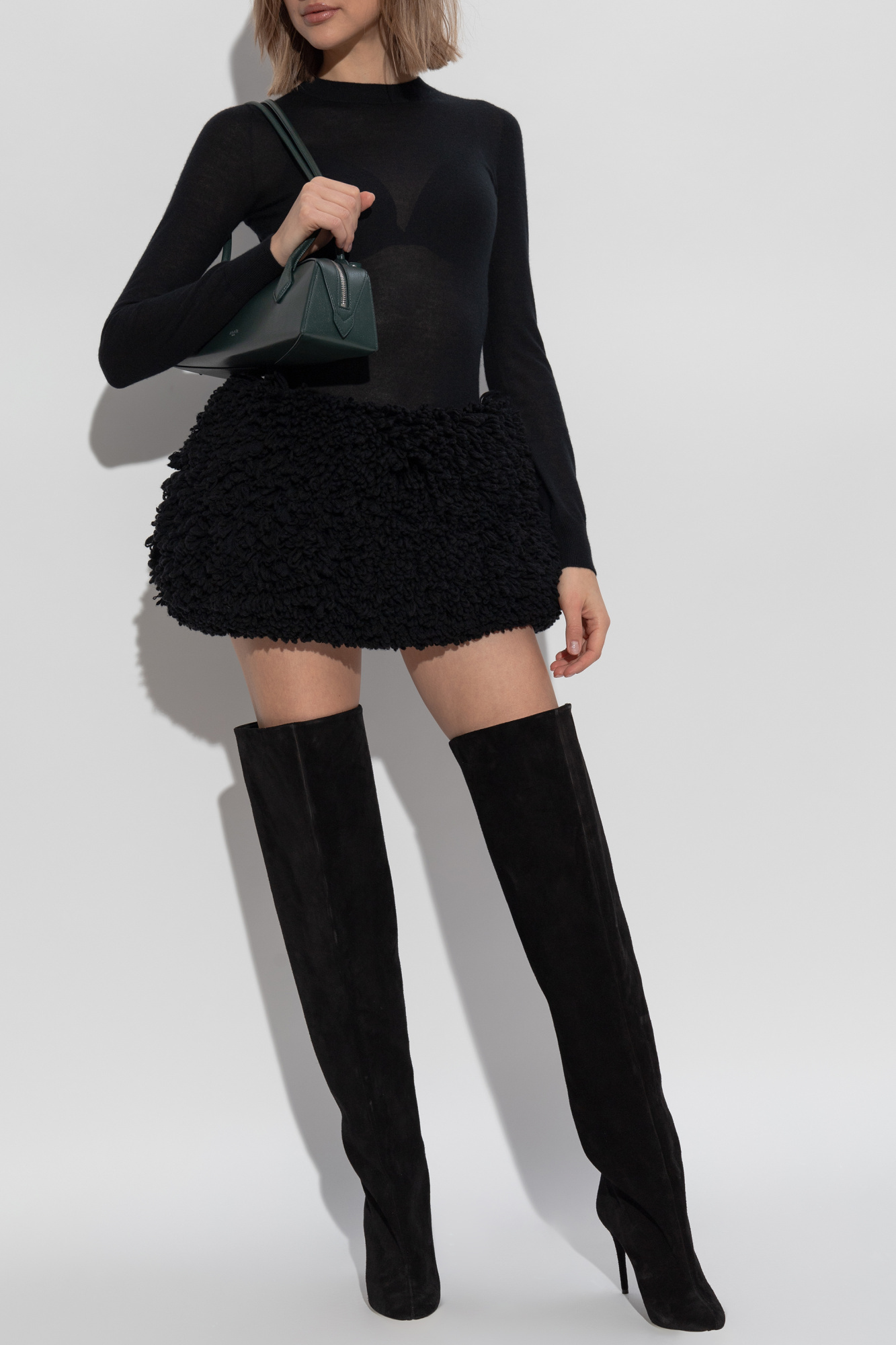 Alaïa Round-collar And Long-sleeved Jumpsuit In Black