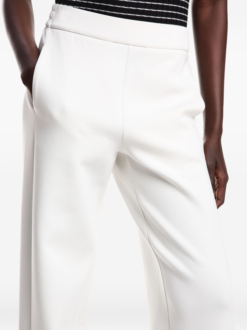 Emporio Armani Icon Trousers In Fluid Armure Fabric In White