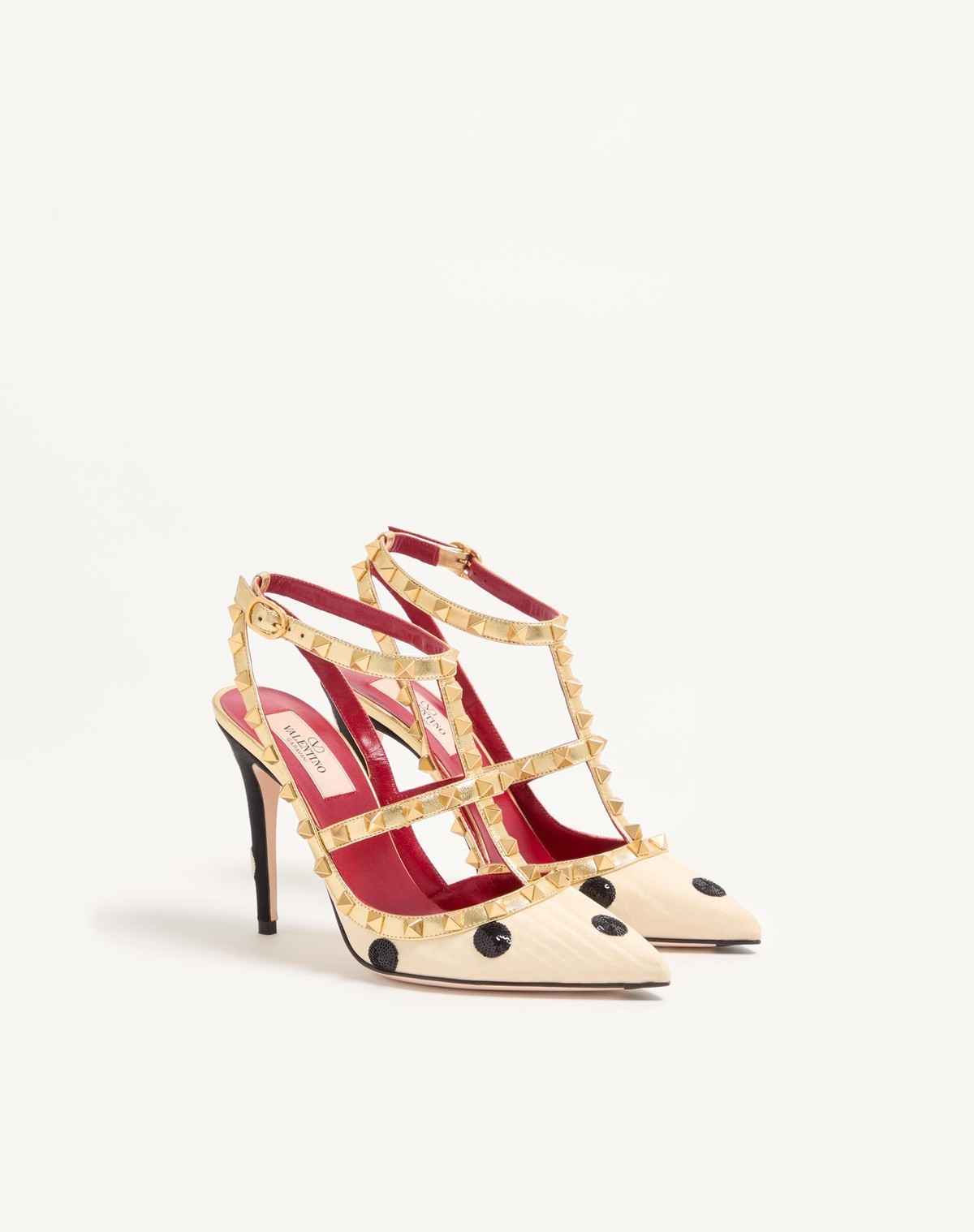 Valentino Studded High Heels In Gold