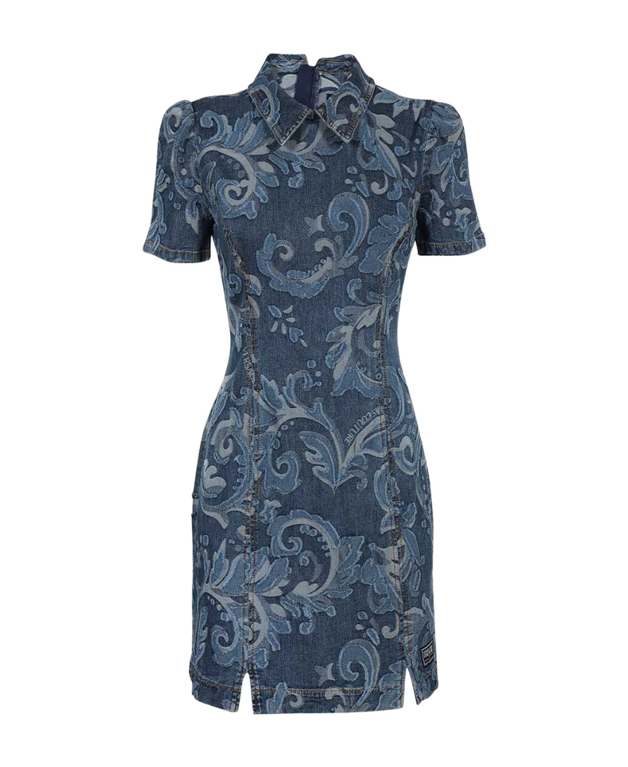 Versace Jeans Logo Denim Dress In Blue