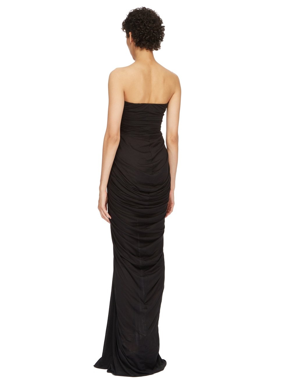Rick Owens Radiance Ruched Cotton Gown In Black