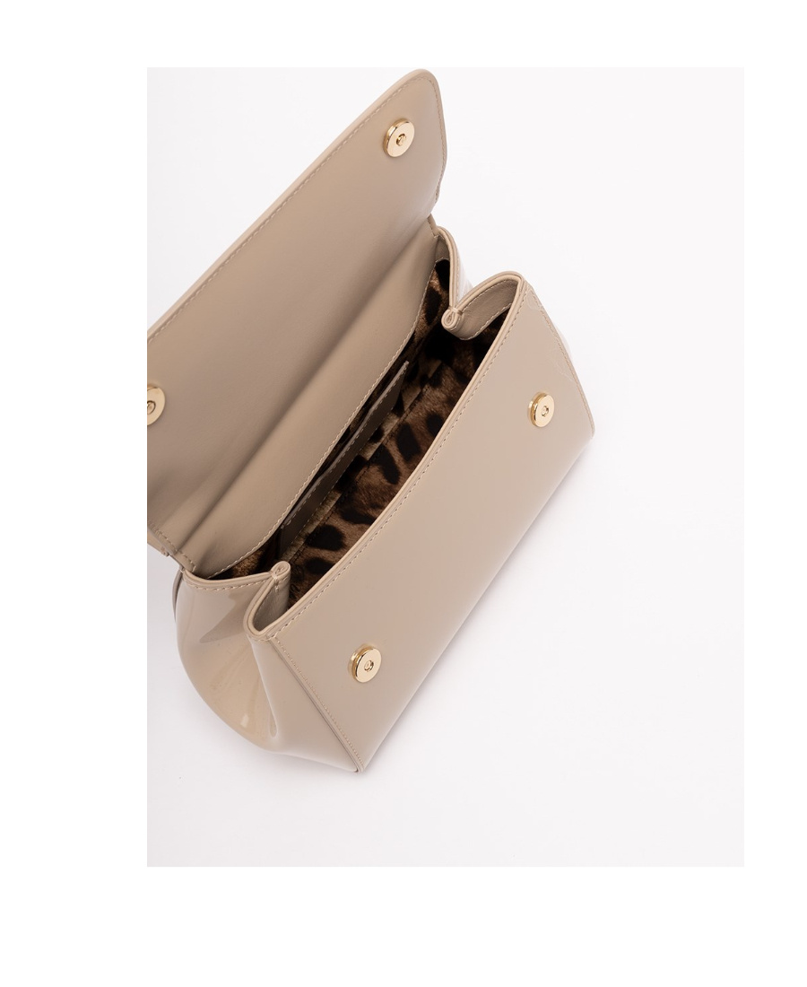 Dolce & Gabbana Small Sicily Patent-leather Tote Bag In Nude