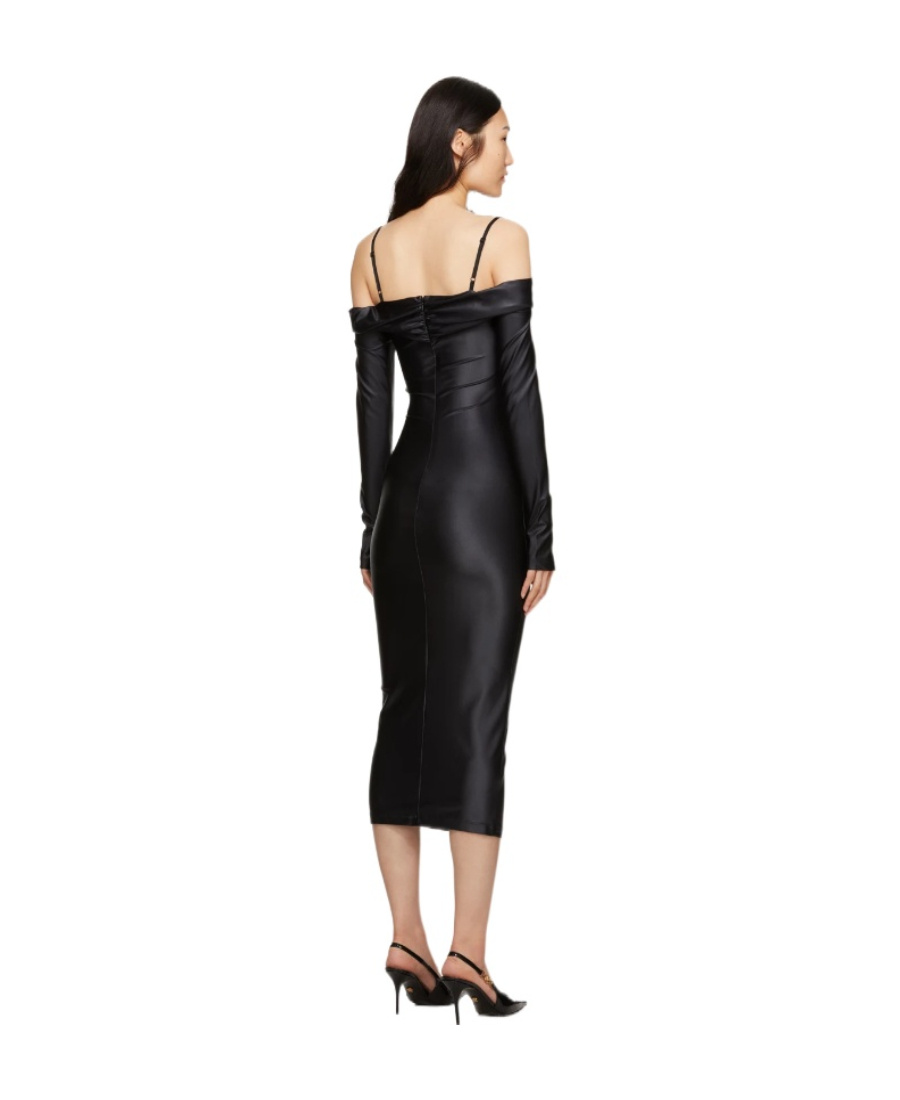 Versace Jeans Long-sleeved Dress With Thin Shoulder Straps In Black