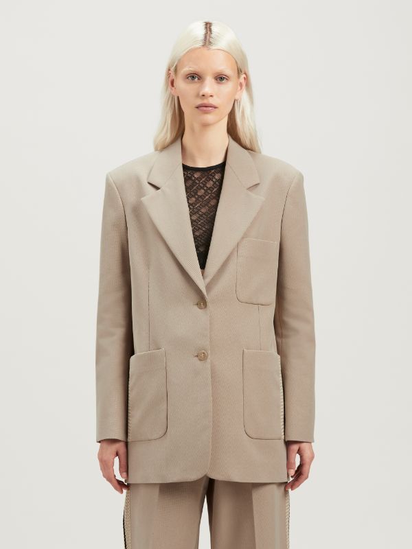 Palm Angels Single-breasted Long-sleeved Blazer In Nude