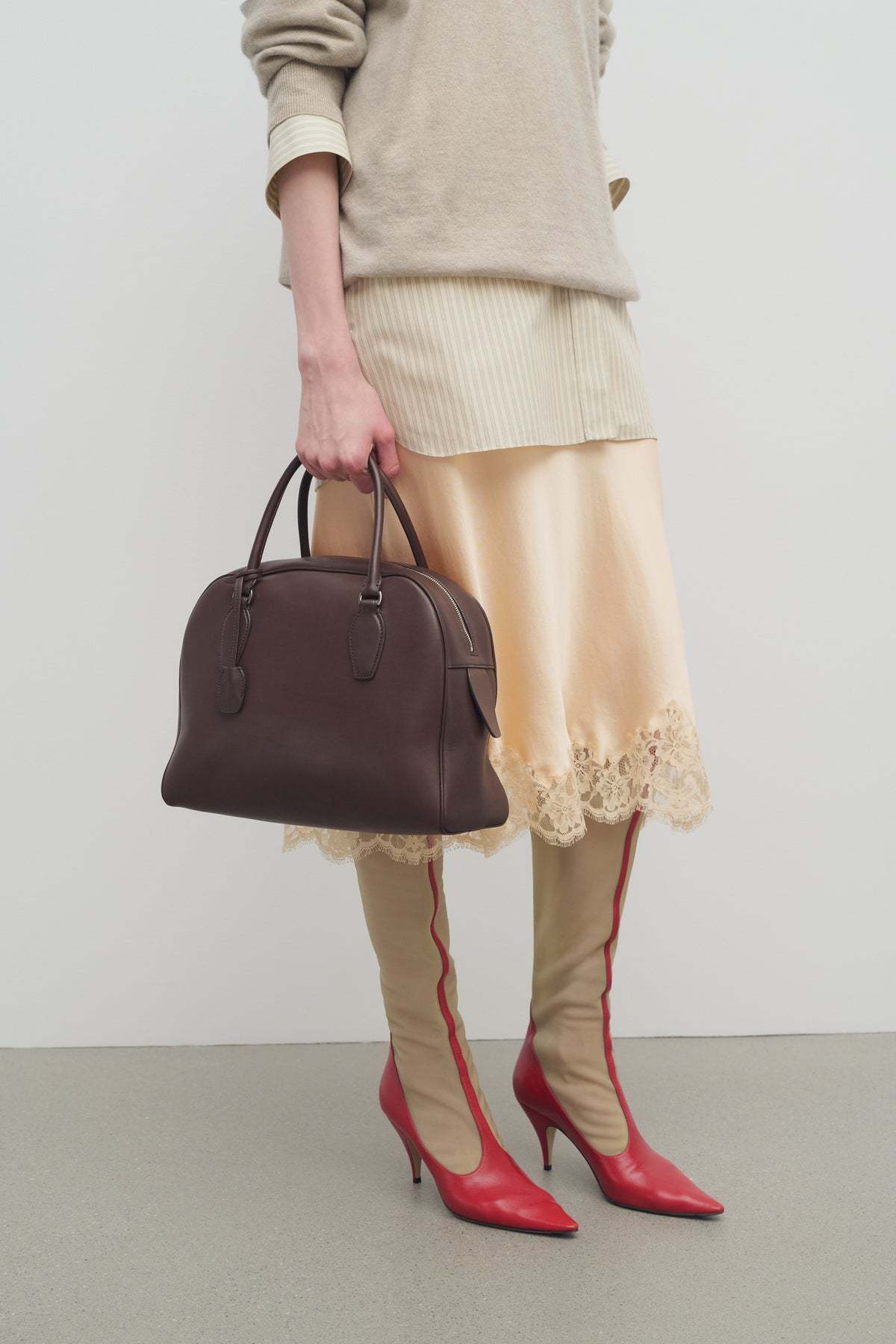 The Row Double-handle Handbag In Maroon
