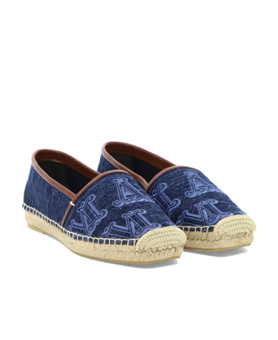 Max Mara Denim Shoes With Linen Soles In Blue