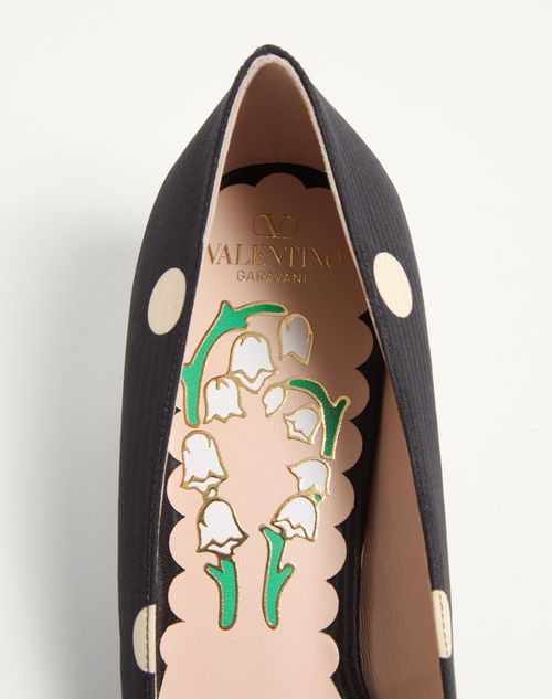 Valentino Polka Dot Satin Bow Pumps In Black/butter